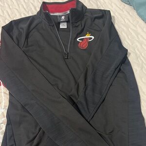NBA Miami Heat Black and Red Quarter-Zip Pullover